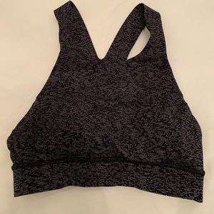Black/white Racerback sports bra. Medium support